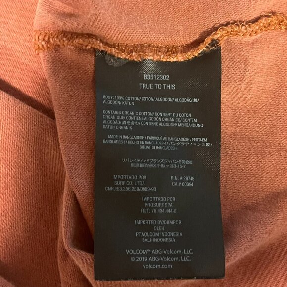 Volcom Pass The Peace Sz XS T-shirt Tee Logo Short Sleeve 100% Organic Cotton - Picture 4 of 4